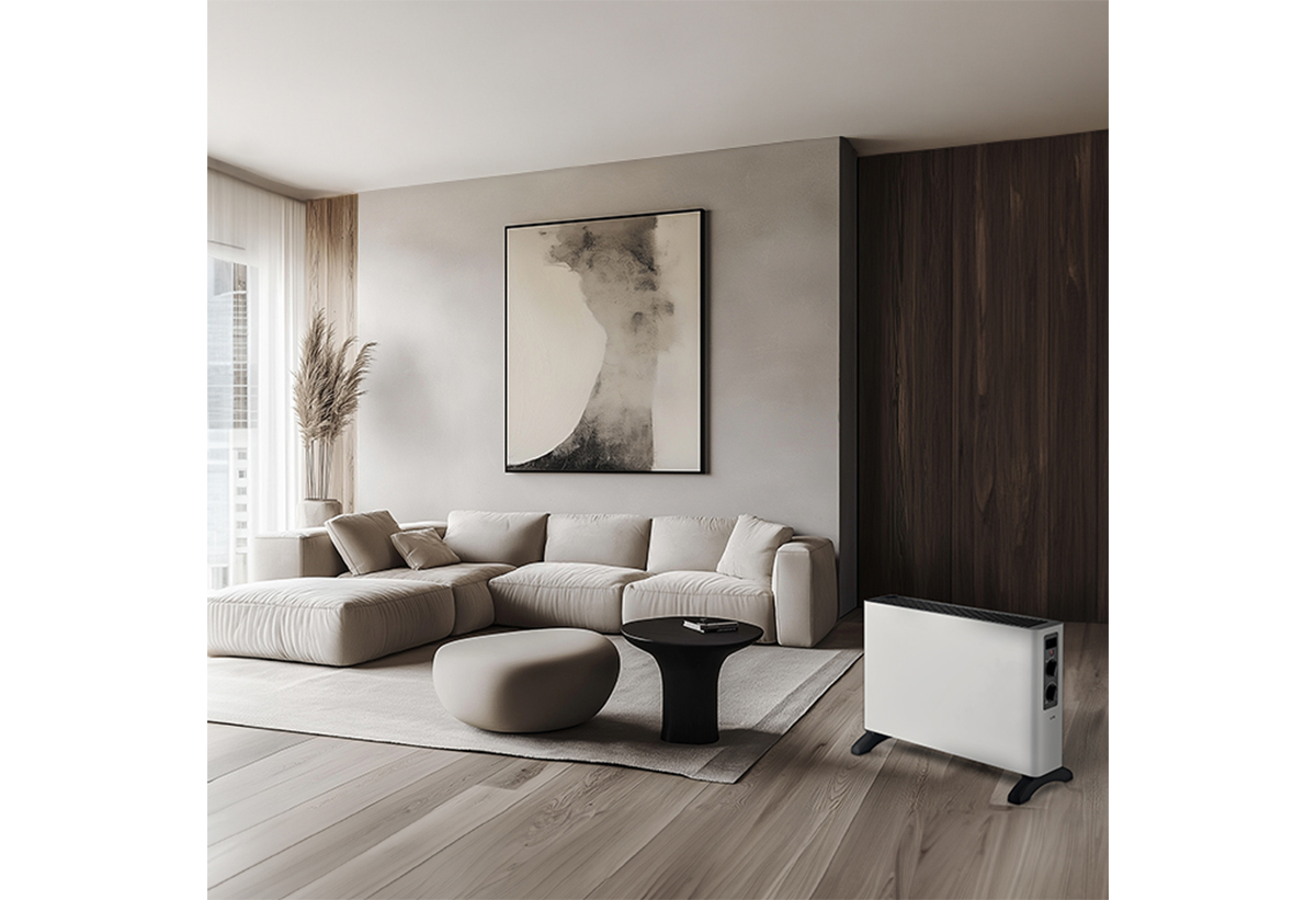 Απεικονίζεται ο θερμοπομπός μέσα σε ένα σαλόνι.